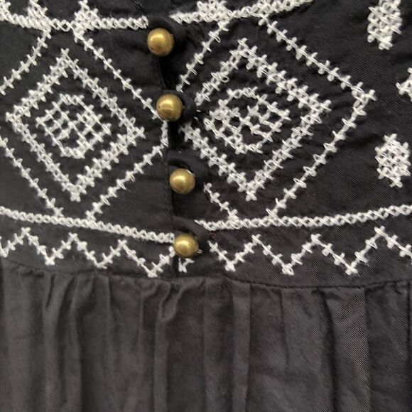 Charlie Paige boho embroidered tunic black top S/M - Picture 5 of 13